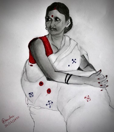 Drawing titled "Rupa Devi" by Kaustov Moni Borah, Original Artwork, Pencil