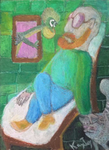 Рисунок под названием "At Psychiatrist" - Kay Jay, Подлинное произведение искусства, Пастель