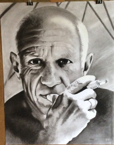 Drawing titled "Pablo Picasso" by Kaya Des Bois, Original Artwork, Graphite