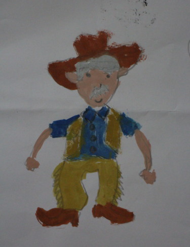 Painting titled "cowboy kovboy" by Kaya Yuzseven, Original Artwork, Watercolor