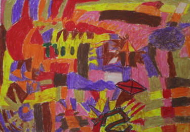 Pintura titulada "abstract 2 soyut 2" por Kaya Yuzseven, Obra de arte original, Pastel