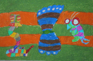 Painting titled "aliens uzaylilar" by Kaya Yuzseven, Original Artwork, Pastel