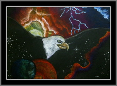 Painting titled "Bald Eagle" by Kaya Yuzseven, Original Artwork, Pastel
