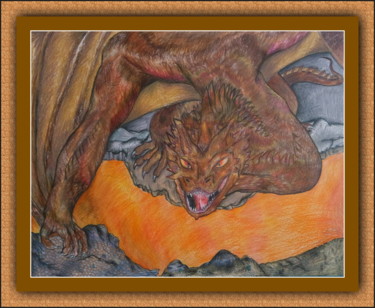 Painting titled "Dragon" by Kaya Yuzseven, Original Artwork, Pastel