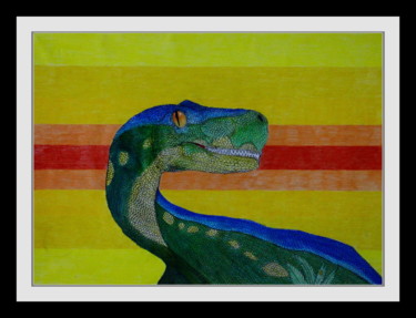 Painting titled "Dinosour Herrerasau…" by Kaya Yuzseven, Original Artwork, Pastel