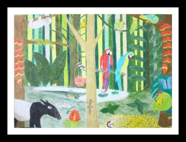 Painting titled "Rainforest" by Kaya Yuzseven, Original Artwork, Pastel