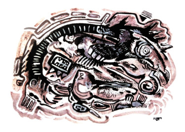 "Lizard" başlıklı Tablo Kayen tarafından, Orijinal sanat, Mürekkep