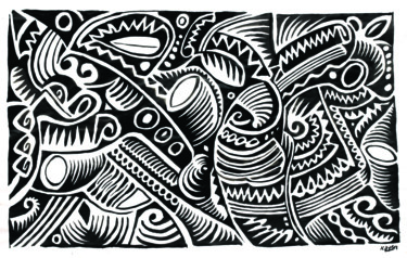 Zeichnungen mit dem Titel "Shells" von Kayen, Original-Kunstwerk, Tinte