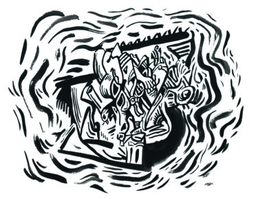 Dibujo titulada "Splash" por Kayen, Obra de arte original, Tinta