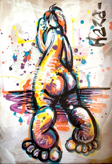 Peinture intitulée "Juste un doigt" par Kaza, Œuvre d'art originale, Acrylique