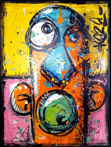 Картина под названием "Le doute est à la s…" - Kaza, Подлинное произведение искусства, Акрил Установлен на Деревянная рама д…