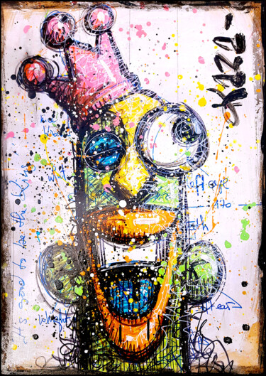 Painting titled "IT'S GOOD TO BE THE…" by Kaza, Original Artwork, Acrylic Mounted on Wood Stretcher frame