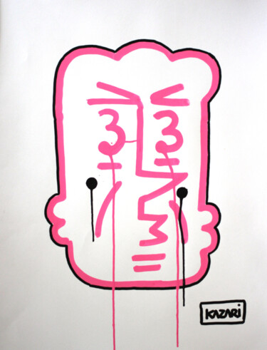 Drawing titled "big pink face" by Kazari, Original Artwork, Marker