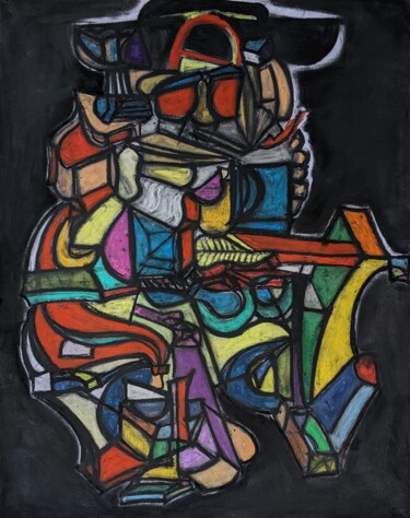 Peinture intitulée "Musician" par Kazi Muhammed Taki, Œuvre d'art originale, Fusain