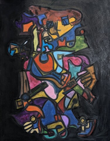 Schilderij getiteld "Musician III" door Kazi Muhammed Taki, Origineel Kunstwerk, Houtskool