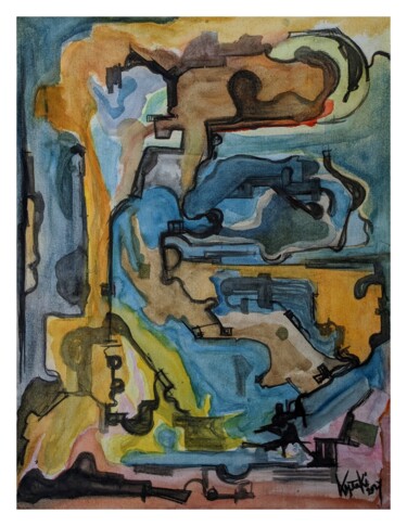 Pittura intitolato "Fragmented reality" da Kazi Muhammed Taki, Opera d'arte originale, Acquarello