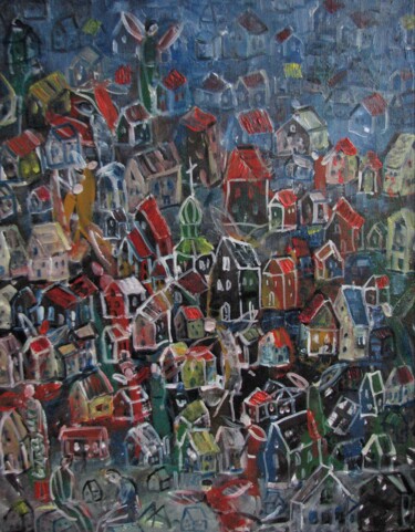Pintura intitulada "Siedlisko 29" por Kazimiera Myk-Magdziak, Obras de arte originais, Óleo