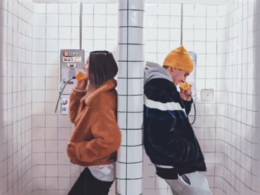 Arts numériques intitulée "Phone Couple" par Kazotska, Œuvre d'art originale, Peinture numérique