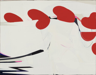 Malerei mit dem Titel "Red Petals" von Kazuhiro Higashi, Original-Kunstwerk, Acryl