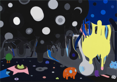 Painting titled "Starry Night" by Kazuhiro Higashi, Original Artwork, Acrylic