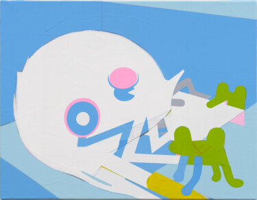 Ζωγραφική με τίτλο "Baby Playing with F…" από Kazuhiro Higashi, Αυθεντικά έργα τέχνης, Ακρυλικό