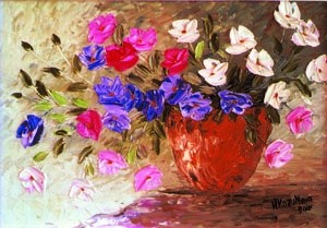 Painting titled "Vaso flores do campo" by H. Kazu Maia, Original Artwork