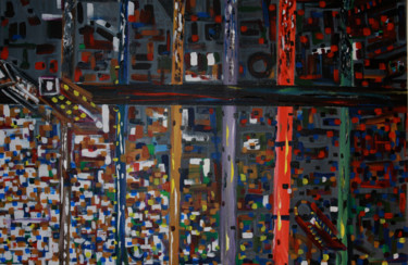 Schilderij getiteld "Urbanscape-prot" door Pique, Origineel Kunstwerk, Acryl