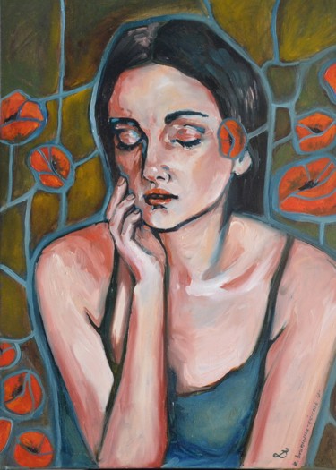 Painting titled "Maki" by Katarzyna Bruniewska-Gierczak, Original Artwork, Oil