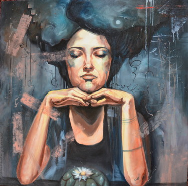 Malerei mit dem Titel "Zagubione mysli" von Katarzyna Bruniewska-Gierczak, Original-Kunstwerk, Öl