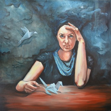 Malerei mit dem Titel "Skrzydło" von Katarzyna Bruniewska-Gierczak, Original-Kunstwerk, Öl