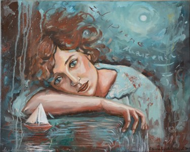 Malerei mit dem Titel "Zatopione marzenia" von Katarzyna Bruniewska-Gierczak, Original-Kunstwerk, Öl