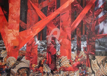 Collages intitolato "Emerge of the red t…" da Keanu Dahinden, Opera d'arte originale, Carta