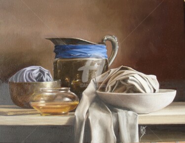 Schilderij getiteld "Still Life" door Keanu Dahinden, Origineel Kunstwerk, Olie