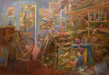 Pintura intitulada "An old topic" por Aleksandr Vutianov, Obras de arte originais, Óleo
