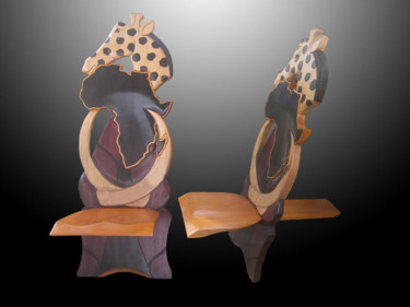 Sculptuur getiteld "Chaise à palabre Af…" door Kebe, Origineel Kunstwerk, Hout