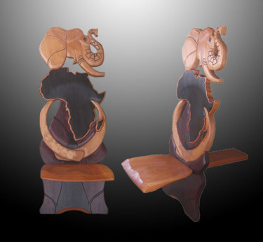 Скульптура под названием "Chaise à palabre Af…" - Kebe, Подлинное произведение искусства, Дерево