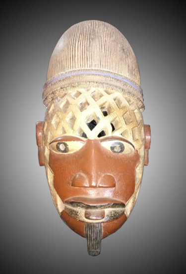 Sculpture titled "Masque Yuruba art t…" by Kebe, Original Artwork, Wood