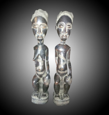 Scultura intitolato "Statuette Baoulé ar…" da Kebe, Opera d'arte originale, Legno