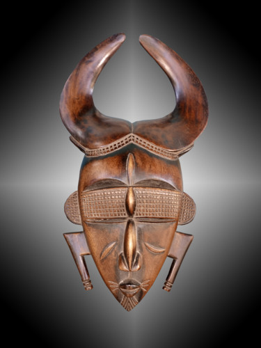 Scultura intitolato "MASQUE DJIMINI ART…" da Kebe, Opera d'arte originale, Legno