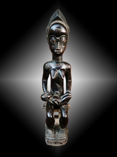 Sculpture titled "Statuette  Baoulé a…" by Kebe, Original Artwork, Wood