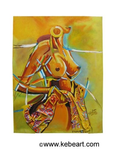 Painting titled "Tableau peint" by Kebe, Original Artwork, Oil