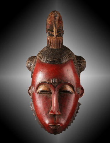 Γλυπτική με τίτλο "Masque Baoulé art t…" από Kebe, Αυθεντικά έργα τέχνης, Ξύλο