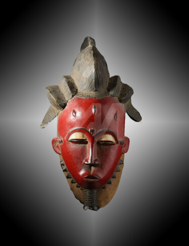 Sculpture titled "Masque Baoulé art t…" by Kebe, Original Artwork, Wood