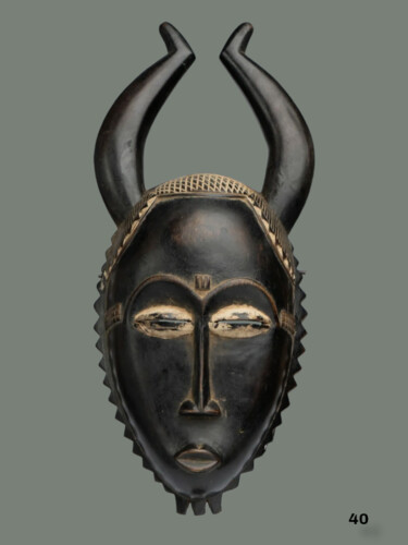 Escultura intitulada "Masque Baoulé art t…" por Kebe, Obras de arte originais, Madeira