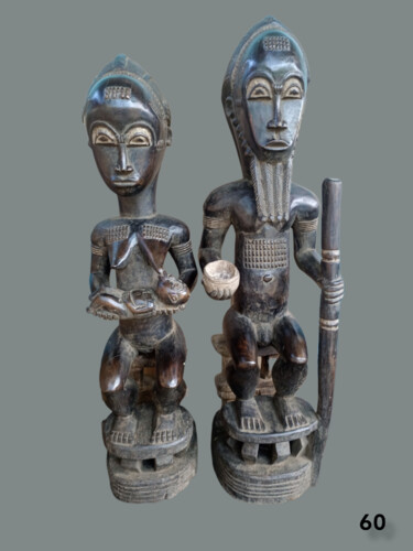 Skulptur mit dem Titel "Statuette  Baoulé a…" von Kebe, Original-Kunstwerk, Holz