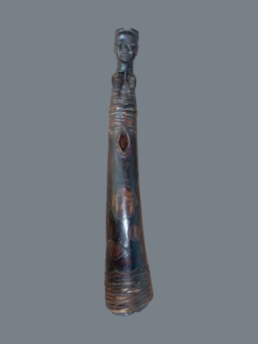 Escultura intitulada "Flûte Royale Dan Ya…" por Kebe, Obras de arte originais, Madeira