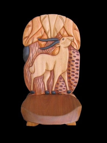Sculptuur getiteld "Chaise à palabre Pe…" door Kebe, Origineel Kunstwerk, Hout