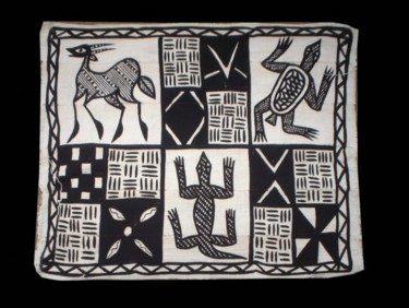 Arte textil titulada "Toile de Korhogo de…" por Kebe, Obra de arte original