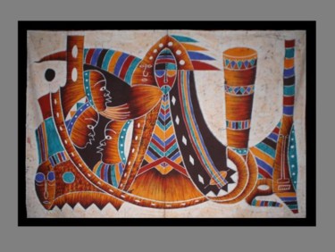 Textielkunst getiteld "BATIK / ART DECO AF…" door Kebe, Origineel Kunstwerk