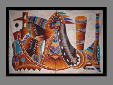 BATIK / ART DECO AFRICAIN Art textile intitulée "BATIK / ART DECO AF…" par Kebe, Œuvre d'art originale,